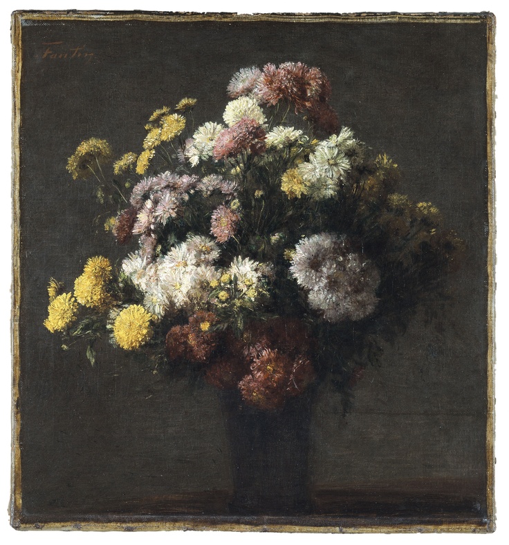 Crisantemos en un florero de Henri Fantin-Latour