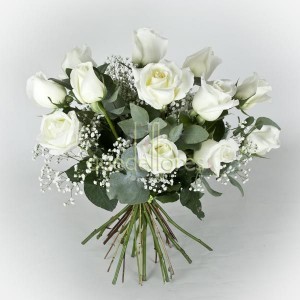 Bouquet de 12 rosas blancas